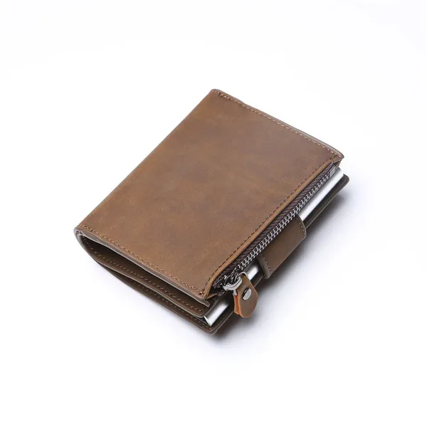 BISI GORO кошелек из искусственной кожи держатель для кредитных карт s Rfid автоматический набор карт винтажный деловой алюминиевый кошелёк Винтажный кошелек для карт - Цвет: Coffee X-46