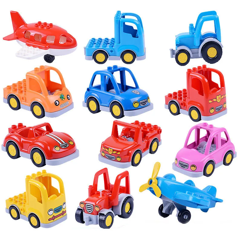 

Trailer Car Motorcycle Boat Big Size Building Blocks Collocation Vehicle Accessory Kid DIY Toys Compatible Duplo Bricks Set Gift