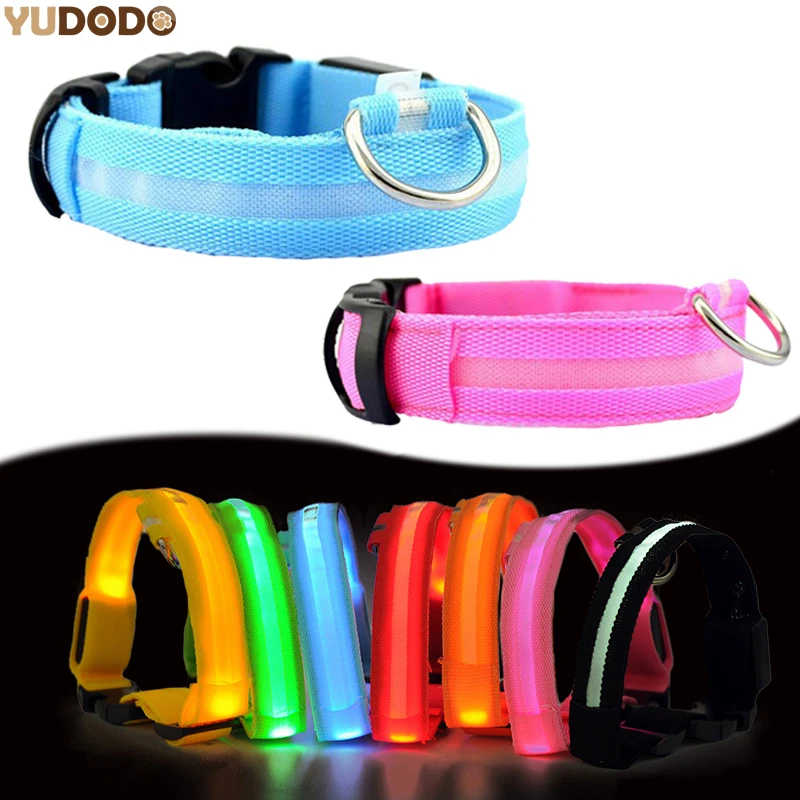 ナイロン Led ペット犬の首輪 ナイト安全点滅グローダーク犬の鎖 犬発光蛍光首輪ペット用品 Pet Tablet Collar Leashpet Leashes And Collars Aliexpress