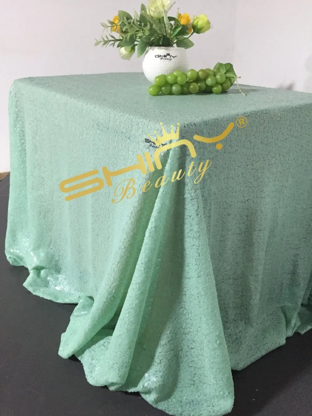 mint green sequin tablecloth (14)