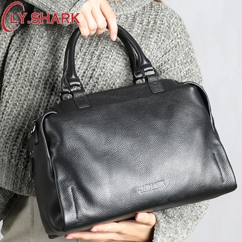 

LY.SHARK Genuine Leather Bag Women Shoulder Bag For Women 2019 Handbags Women Famous Brands Ladies Hand Bags Messenger bag Black