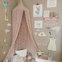 Летняя Детская кроватка сетчатая розовая кружевная однотонная москитная сетка детская кровать шифоновая купольная фантазия легкая занавеска с кружевом Игровая палатка для дома