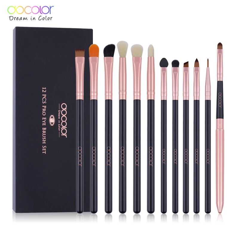 

Docolor 10/12PCS Eyeshadow Makeup Brushes Set Rose Gold Eyebrow Brush Eye Shadow Eyeline Make Up Brushes Soft Synthetic Hair