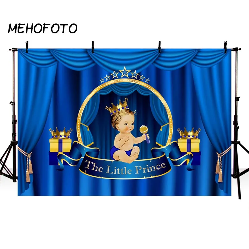 Amiable Mehofoto Royal Prince Baby Shower Photography Backdrops Blue Gender Reveal Party Photo Booth Background Cake Table Decor Camera & Photo
