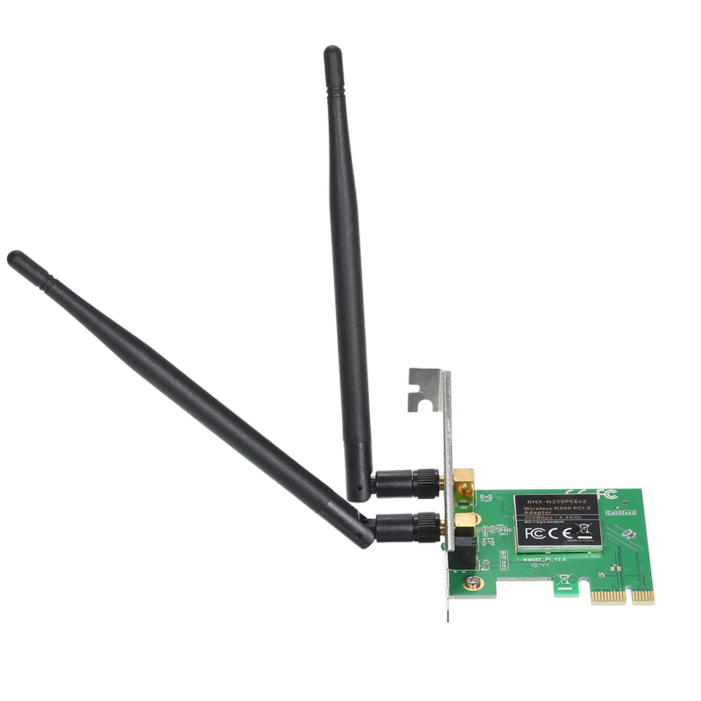 Беспроводной Wi-Fi 300 Мбит/с локальной сети PCI-Express разъем адаптера с 5 dpi антенны для рабочего стола системы Windows