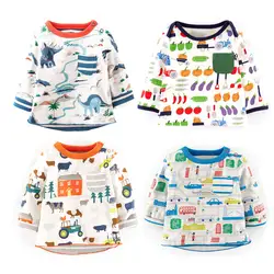 Jumping meters/брендовые хлопковые футболки для маленьких мальчиков, одежда с длинными рукавами и принтом животных, милые Топы И Футболки для