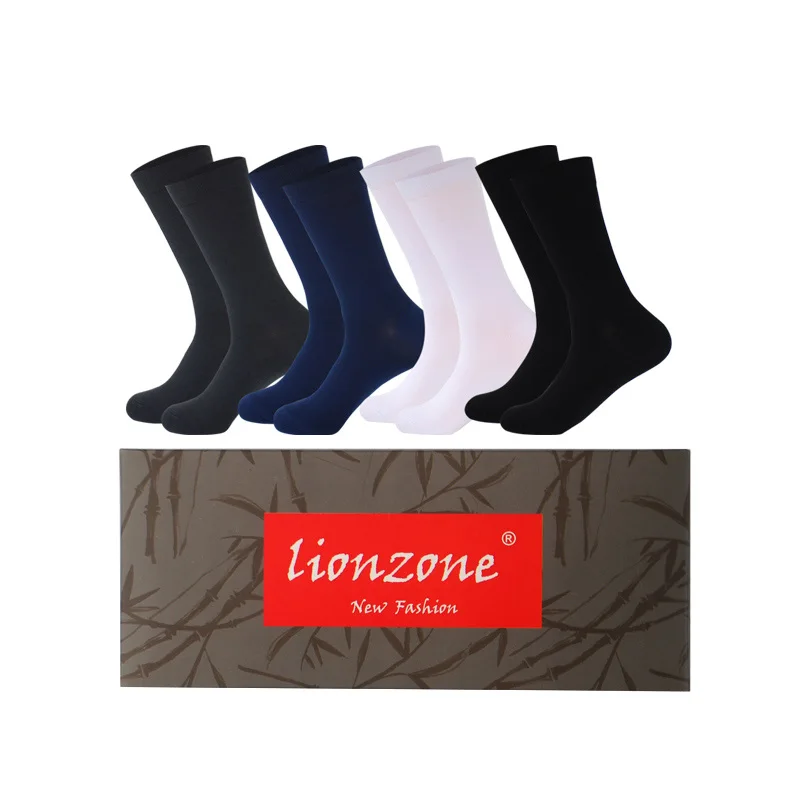 LIONZONE 8 пар/лот Однотонная одежда бамбуковые носки для Для мужчин дышащие Теплые