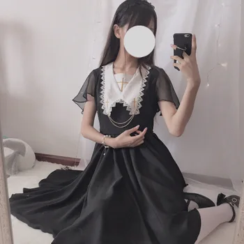 

2019 Real New Original One Undertakes To Lolita Hot Style Autumn Women's Cross-border Chiffon Evening Dress Gothic Cross
