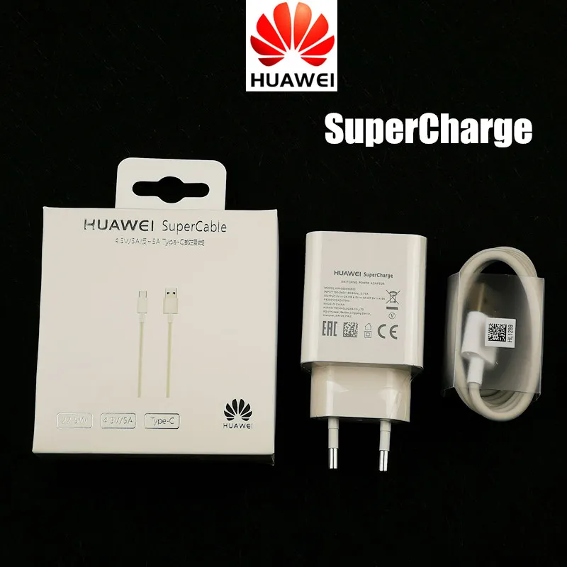 Original EU Huawei Mate 20 Pro Charger SuperCharge Power Adaptor Charge 5A Usb Type C Cable For