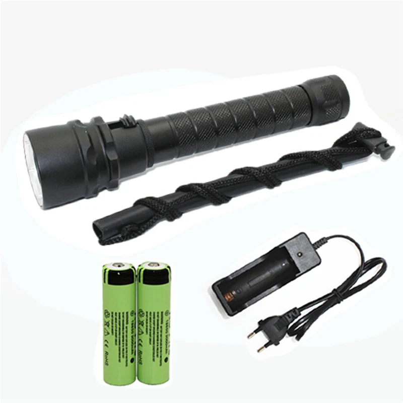 

XM-L2 1200 Lumens LED Diving Flashlight Waterproof Underwater Torch Lamp Lantern Rechargeable + 2x 18650 Battery + Charger