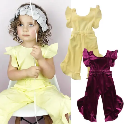 

2018 New Kids Girl Velvet Rompers Cute Baby Girl Sleeveless Ruffle Romper Jumpsuit Playsuit Chidlren Summer Clothes Outfits
