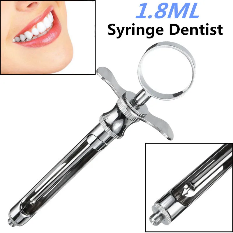 1.8ML Stainless Steel Oral Syringe Dental Aspirating Syringes Dentist