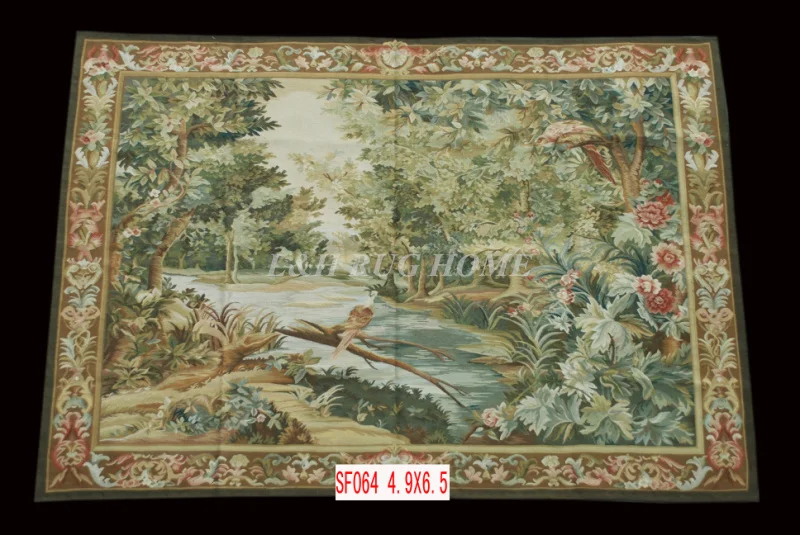 

Free Shipping 4.9'X6.5' Handmade wool aubusson tapestry gobelin carpet, wall hanging tapestry wool tapestry paintings