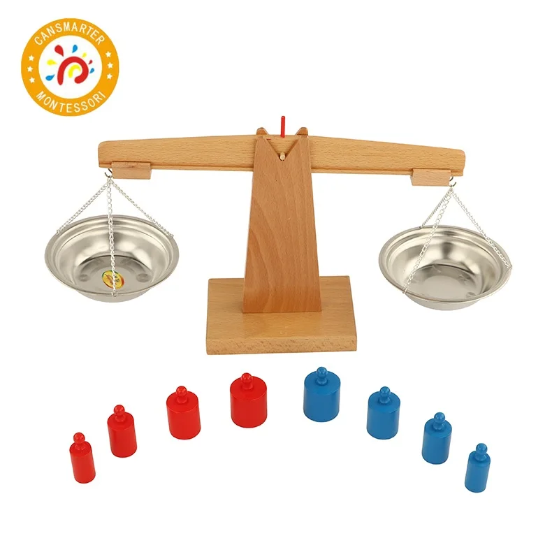 Материалы по системе Монтессори Деревянные весы арифметический баланс красочные детские математические игрушки раннее образование домашние школьные учебные принадлежности - Цвет: Scale