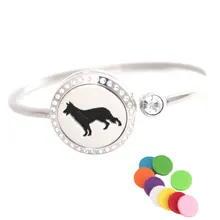 Amya собака медальон браслет ароматерапии 25 мм магнит кристалл из нержавеющей стали эфирное масло диффузор медальон браслет