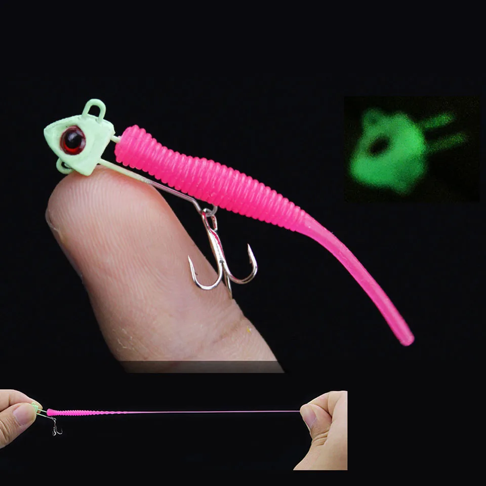 

2PCS/Lot Fishing Lure Soft Baits 5/5.5cm Luminous Carp Fishing Iscas Artificial Vivid Worm Swim bait Minnow Fishing Tackle