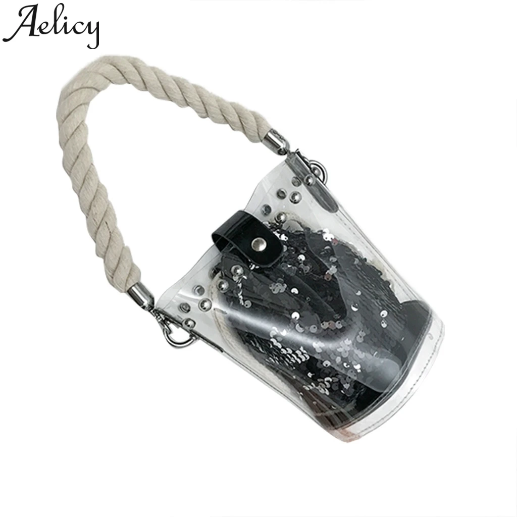 Женская кожаная сумка через плечо Aelicy модная пляжная мессенджер с блестками