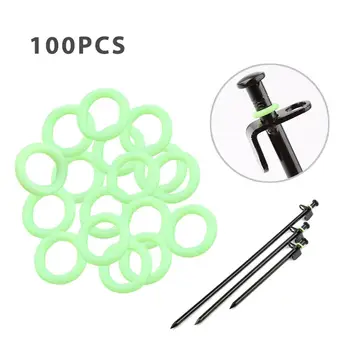 

100PCS Outdoor Camping Nails Night Light Ring Fluorescent Nail Silicone O Shaped Lighting Ring Fishing Rod Tent Accessories