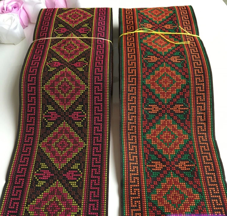 

4yards cross stitch jacquard webbing lace trim 10cm dress collar ribbon tape ethnic tribal nepal thai india boho DIY accessories