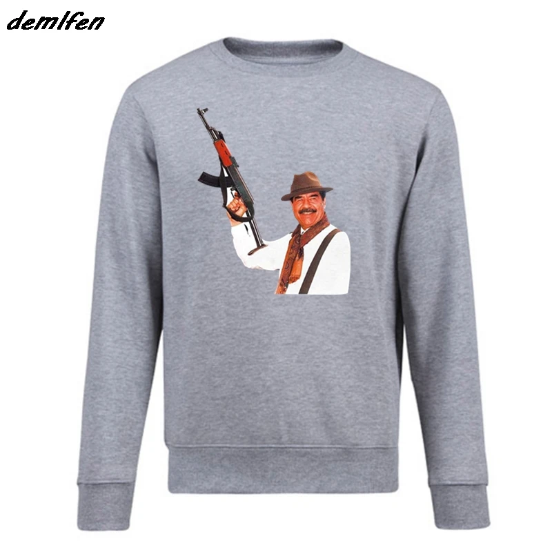 

Saddam Hussein AK-47 Print Hoodie 41 Shirt Iraq Army Armed Forces Sweatshirt Men pullover O-neck Cool coat Tops