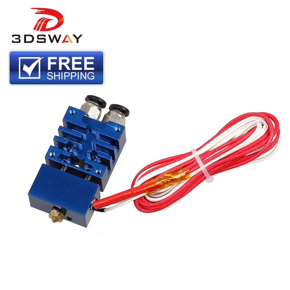 

Free Shipping 3DSWAY 3D Printer Parts Improved Version 2 In 1 Out Hotend Dual Color SwitchingHotend Kit 0.4mm/1.75mm with heater