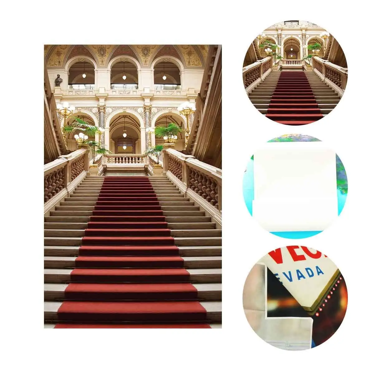 150x220cm Red Carpet Stairs Photography Backdrop Retro Elegant Wedding Photography Studio Props