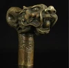 Pure Copper Brass Grandpa Good Lucky China Old Handwork Carving Bronze Dragon Statue Cane Head Walking Stick 1