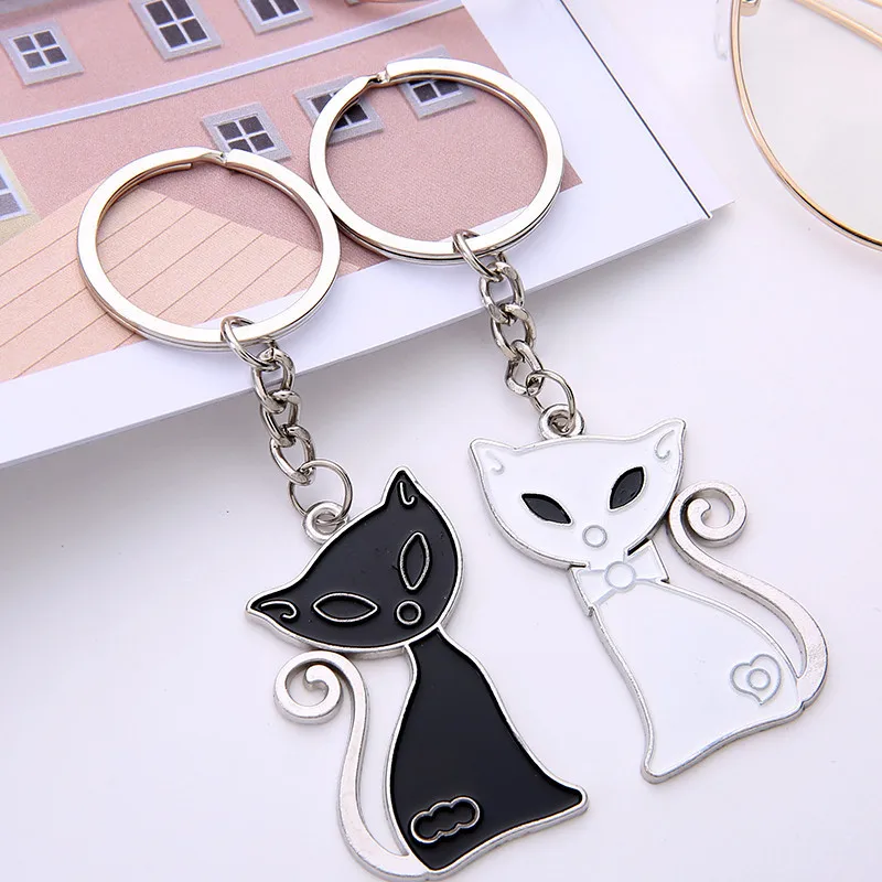 Suteyi 2018 Hot Sale Cute Couple Cat Keychain For Lovers Alloy Fashion