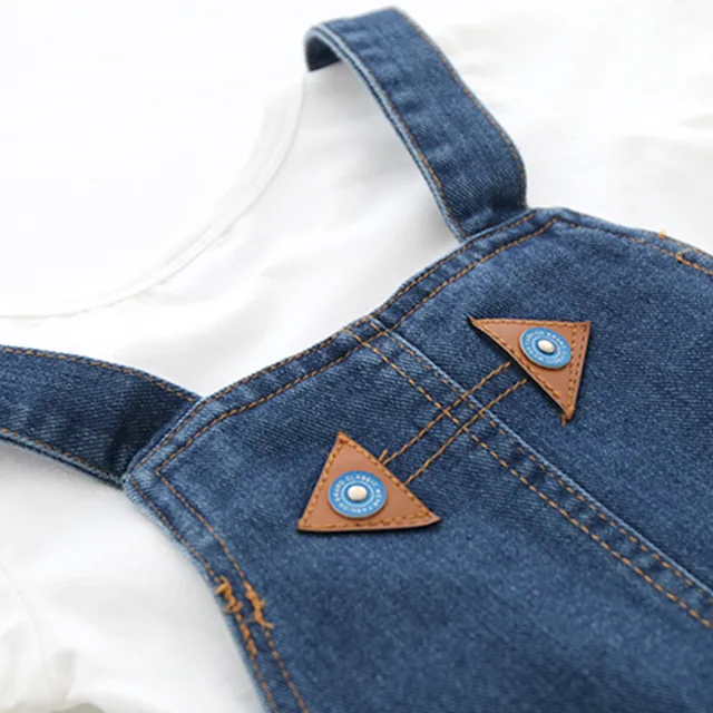 2 3 4  6  8  Years Kids Denim Jumpsuit 2017 New Fashion Children Overalls Jeans Pants dress Girls Jeans Trousers