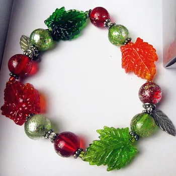 

Custom hand blown glass leaf sculpture Christmas decoration jewelry accessories New Year's eve party creative women jewelry gift