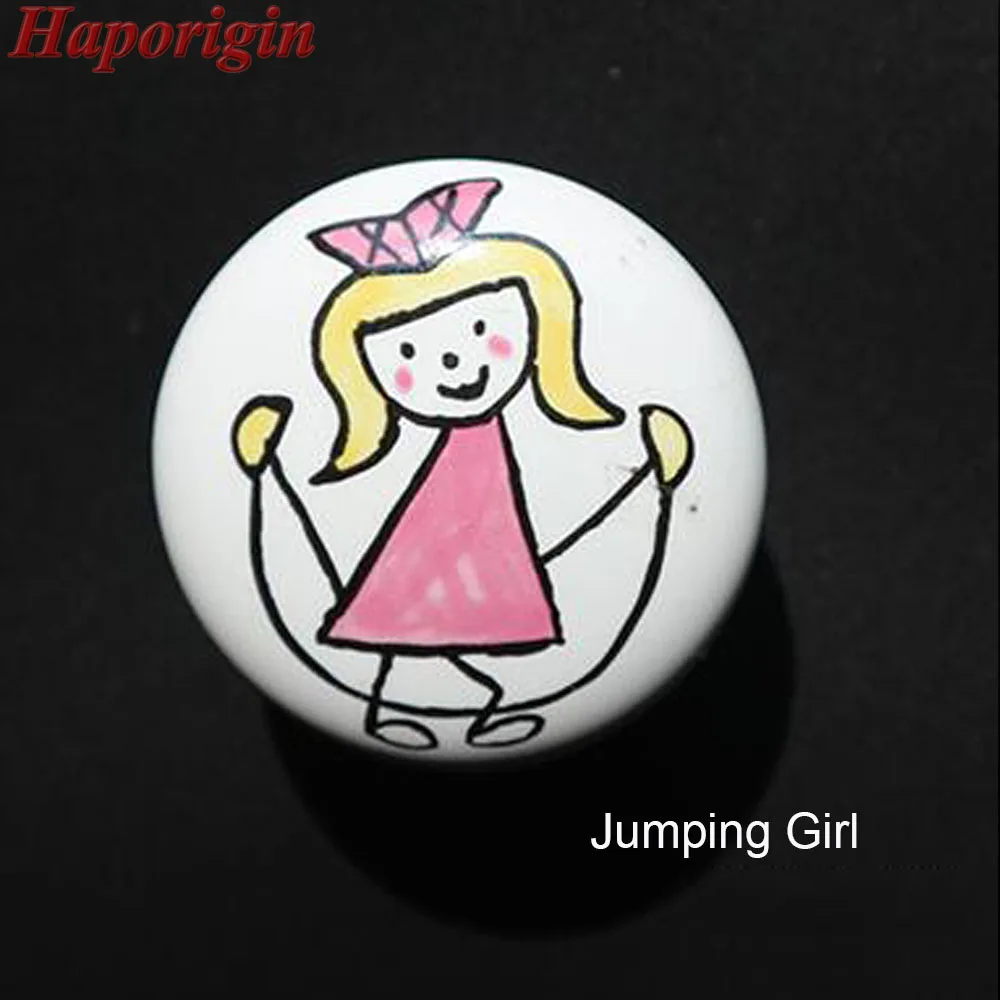 Ceramic Cabinet knobs Jumping Girl 