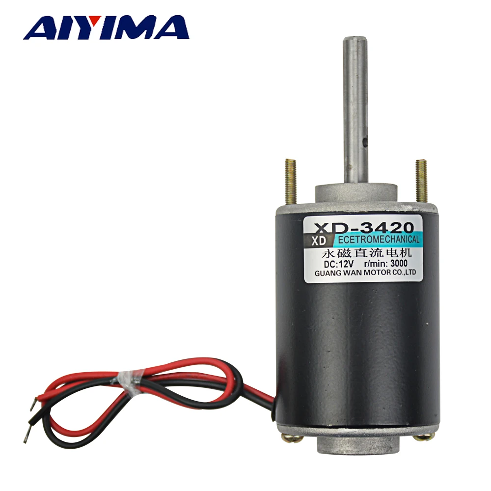 Aiyima XD-3420 imán permanente DC Motor 12 V/24 V 6000 3000 RPM Motor de marcha atrás ajustable Universal DC Motor de velocidad de alto par