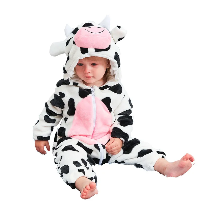 

Baby rompers cow boys girls clothes new born baby Cartoon pajamas warm winter animal Pajamas roupas de bebe recem nascido