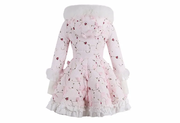 Принцесса сладкий белый цветок пальто конфеты дождь цветок украшения вышивка молния стерео наклейки японский дизайн C22CD6224