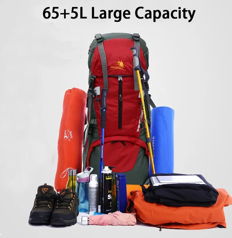 Free Knight Men 65L+5L Large Capacity Outdoor Sport Bags Nylon Waterproof Travel Bag Hiking Backpack Camping Backpacks For Women