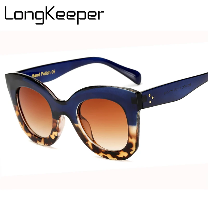 Женские солнцезащитные очки кошачий глаз LongKeeper винтажные леопардовые UV400