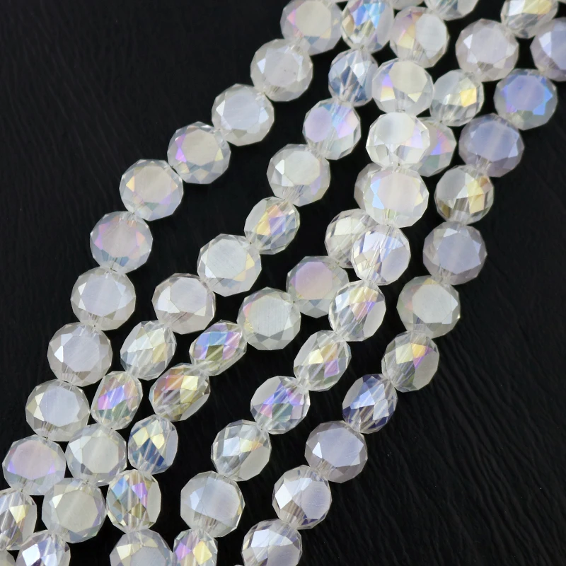 New Fashion Crystal Faceted Beads 8mm Spacer Charm Flat Round Beads