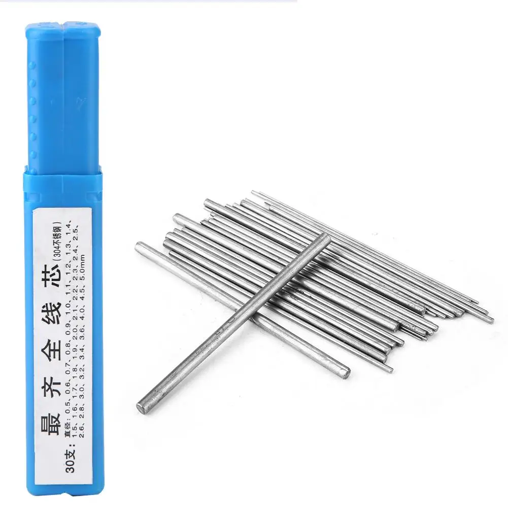 30PCS High Quality Stainless Steel Jewelry Cored Rod Wire Different Size Durable Tool for Jeweler Necklace Earring Making