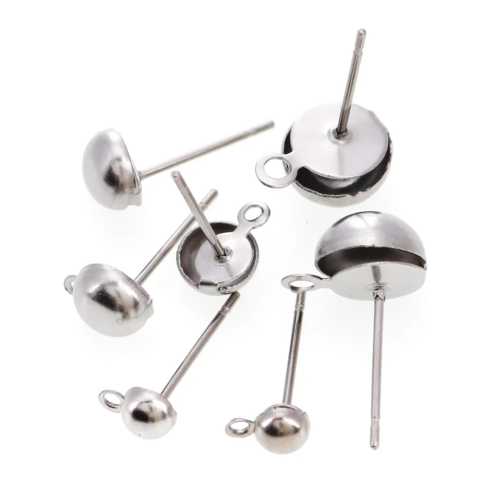 

20PC 4/6/8mm Stainless Steel Earring Post W/Stoppers Post Earring Studs PinsFor Diy Jewelry Finding Steel Ear Jewelry Findings