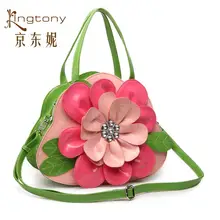 Envío gratis New green estereoscópica engastado con diamantes rosa flores Bolsos