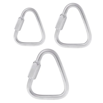 

OOTDTY 304 Stainless Steel Screw Lock Triangle Carabiner Climbing Gear Safety Snap Hook