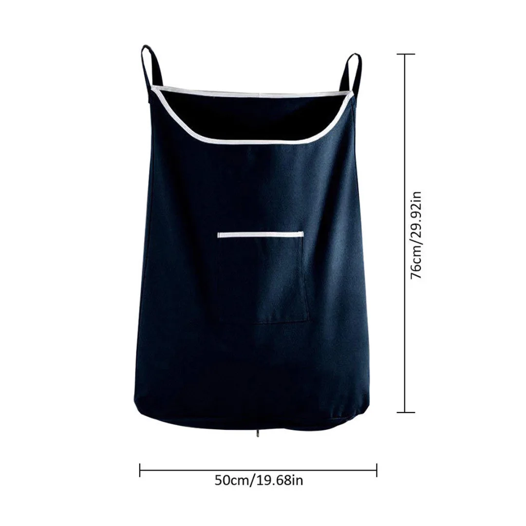 Hanging Laundry Bag Hamper Door Behind Washing Clothes Storage Basket W/2 Hanger Organizer Laundry Bag for Clothes