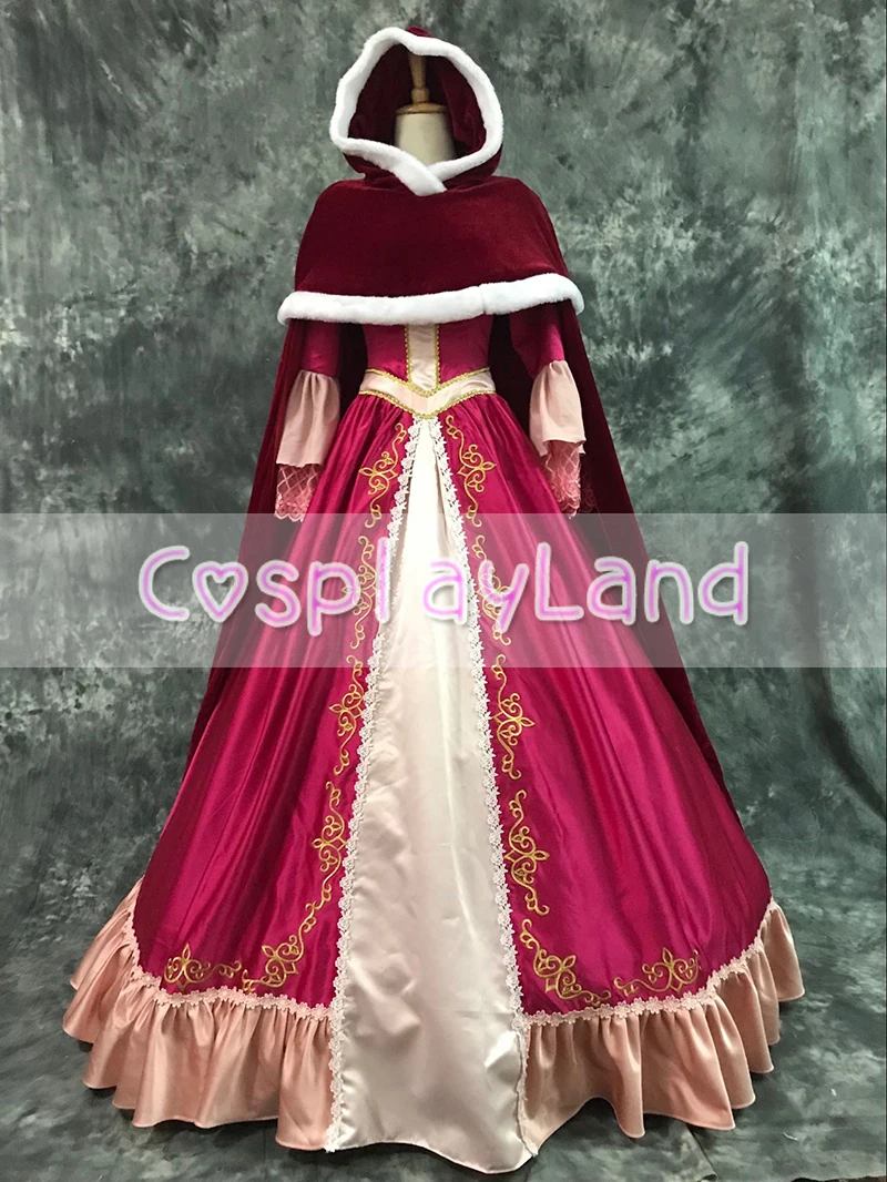 Рождественское платье на Хэллоуин; костюм принцессы для косплея; костюм Красавица и Чудовище; костюм Белль; шляпка для косплея; красное платье Белль