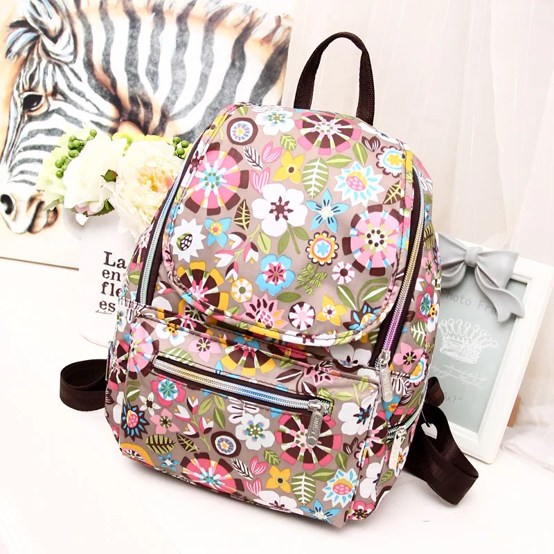 6 Colors Vintage Printing Women Backpack Female Floral nylon Backpack Fashion School Bag small travel Mochila