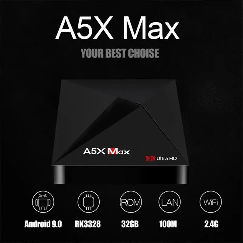 A5X MAX Smart tv Box RK3328 Android 9,0 ram 4 Гб rom 32 ГБ BT4.0 2,4G wifi USB 3,0 4K HD2.0 A5X MAX RK3328 медиаплеер BT 4,0