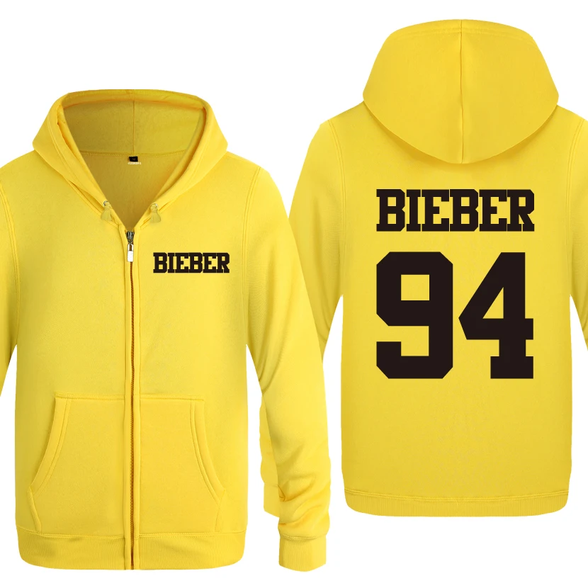 Justin Bieber 94 Rock Hip Hop Music Sweatshirts Men 2018 Mens Zipper Hooded Fleece Hoodies Cardigans