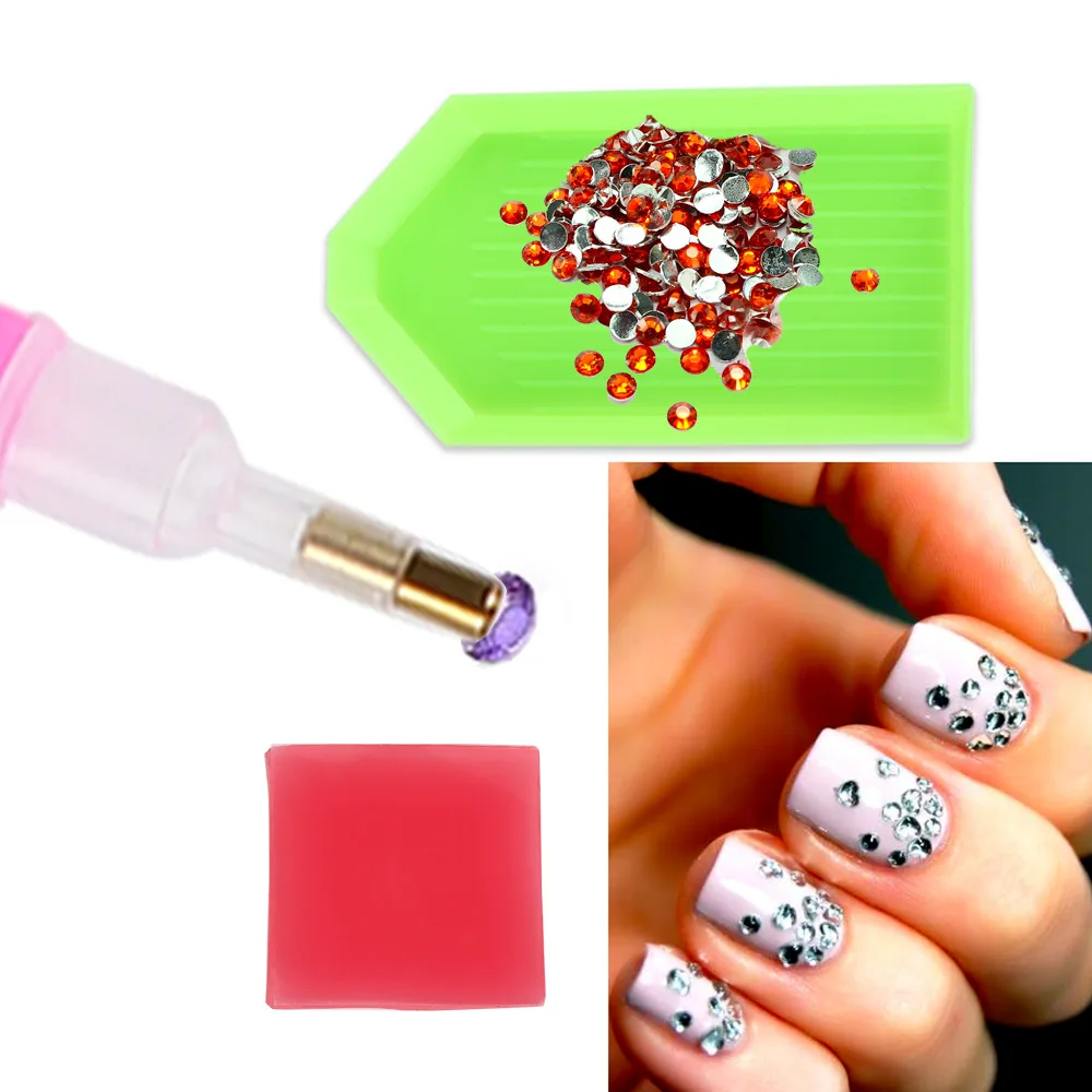 

1Set Nail Art Dotting Pen for Pick Up Rhinestones Picker Holder Pen with Point Drill Disc+Mud Nail Art Dotting Pen Tool Kit