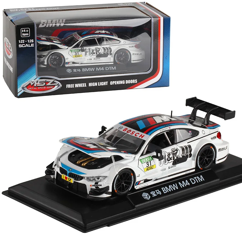 1:24 M4 M6 DTM/Z4 GT3 свободный высокий свет спортивного гоночного автомобиля Модель горячего Цвета колеса литой под давлением металлический сплав автомобиля - Цвет: M4 with box