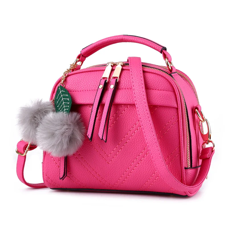 

Elegant Fuchsia Fashion PU Women's Shoulder Bag Handbag Crossbody Messenger Multifuction Zipper Ajustable Straps