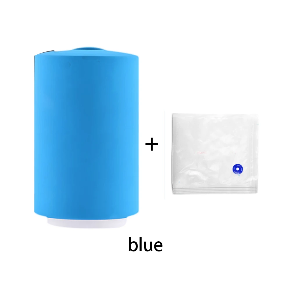 Blue Battery Домашний запаиватель Мини автоматический компрессионный вакуумный насос герметик зажим свежие пакеты для ланча стержень полосы кухонный компрессор Органайзер J13 - Color: Blue Battery